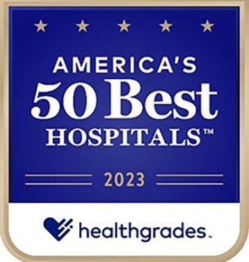 Providence Americas 50 Best Best Hospitals Healthgrades 2023 award badge.