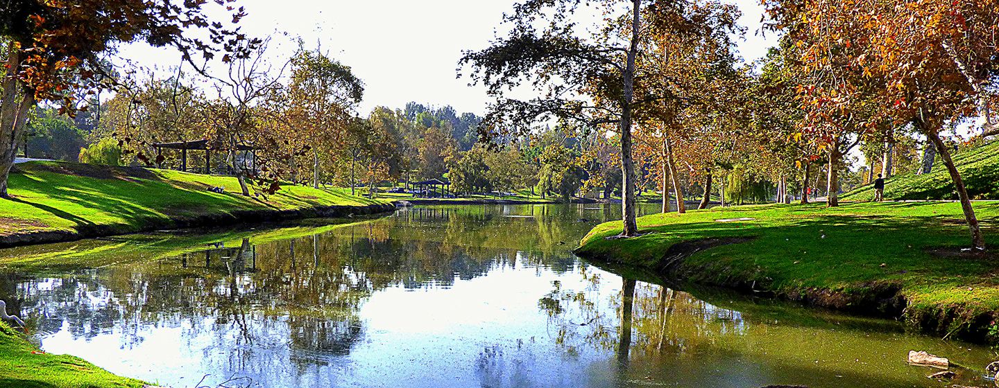 Laguna Lake Park in Fullerton, California. 