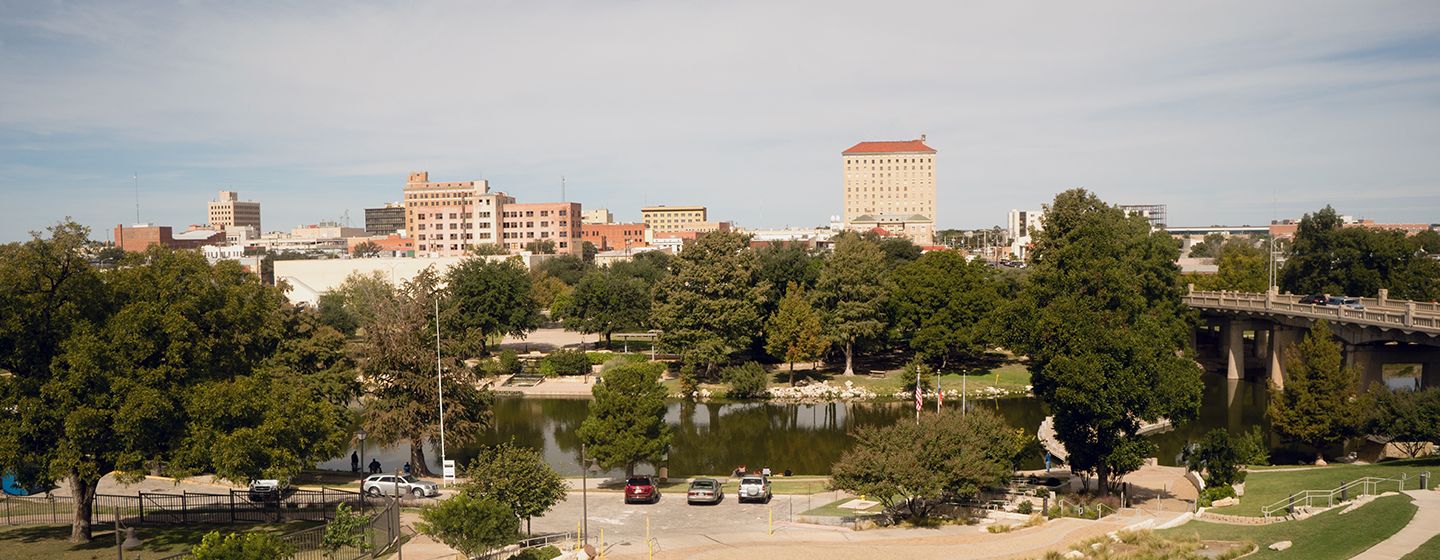 Downtown skyline view of Lubbock, Texas.