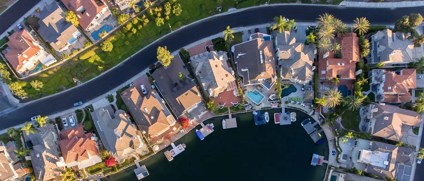 Birdseye view of neighborhood in Mission Viejo, California.