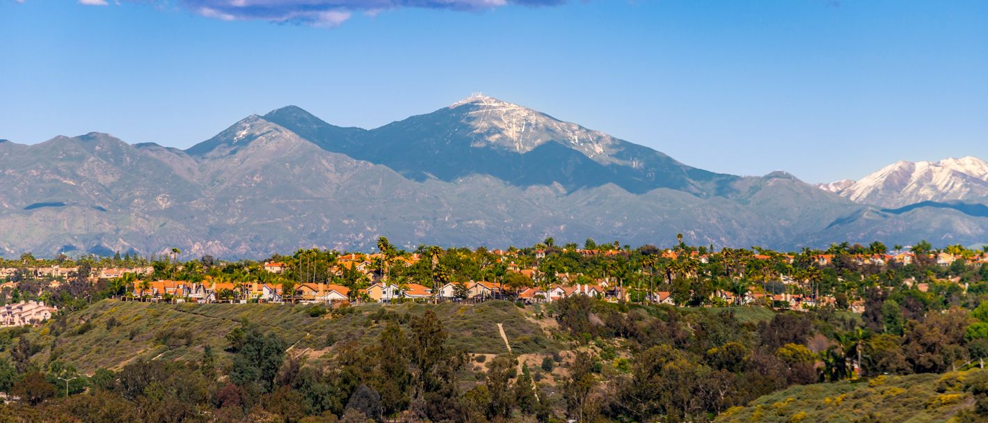 Sunny mountain view of Mission Viejo, California.