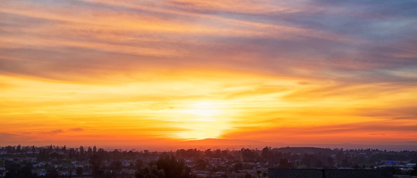 Sunset overlooking a neighborhood in Mission Viejo, California.
