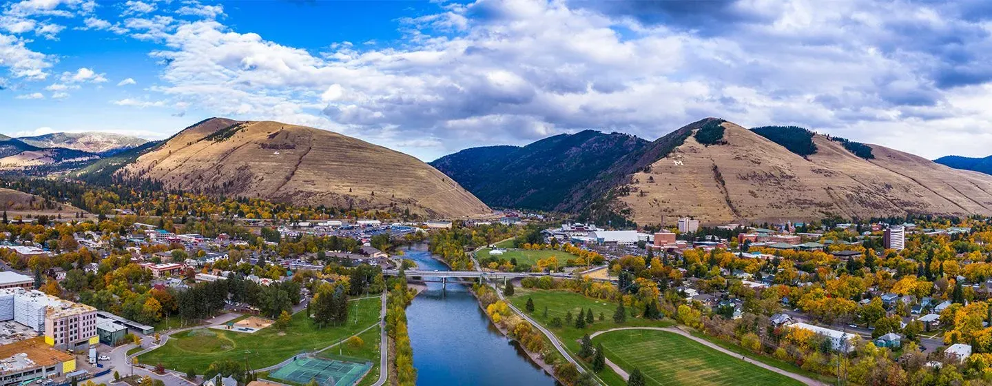 Aerial view of Missoula, Montana.