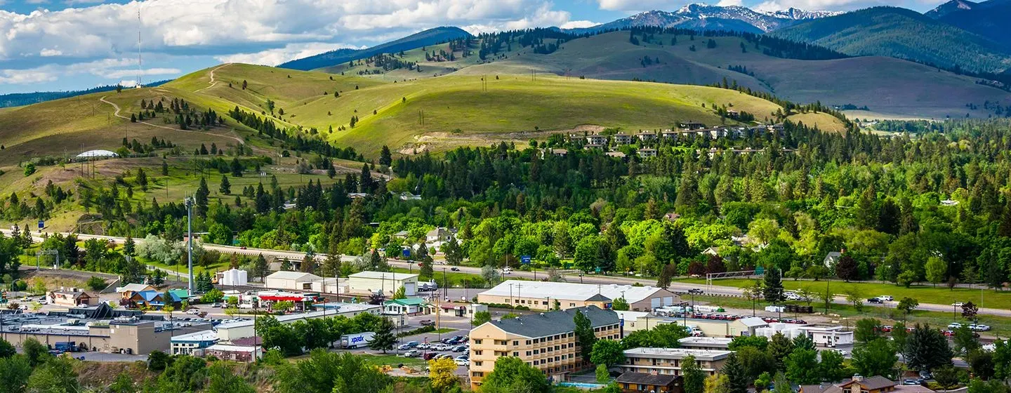 Aerial view of Missoula, Montana.