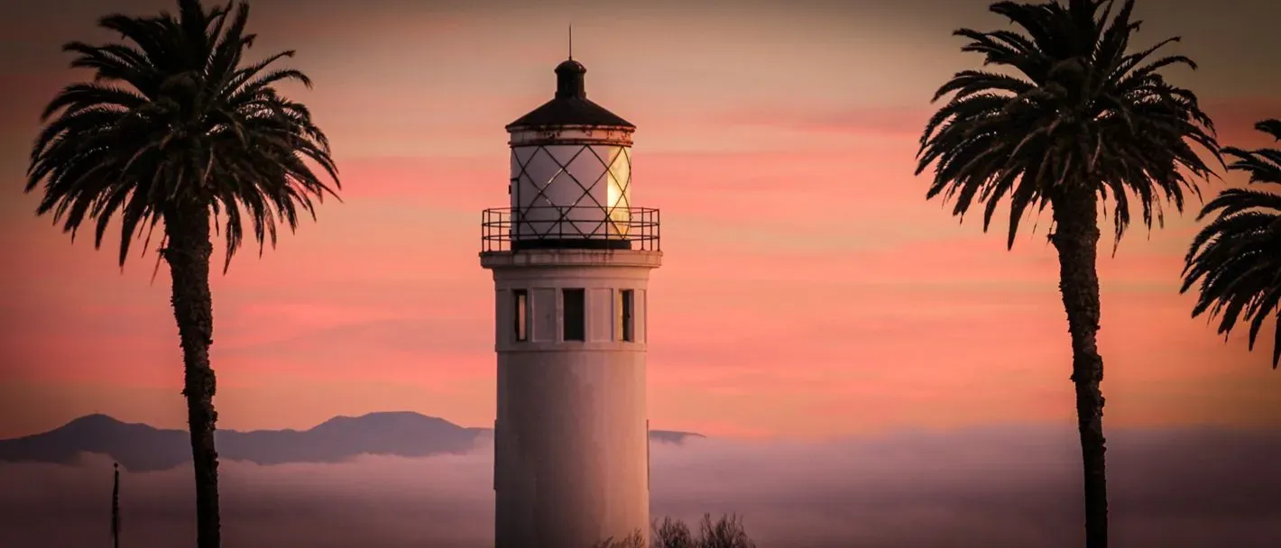 Point Vicente Lighthouse at sunset in  Torrance, CA. 