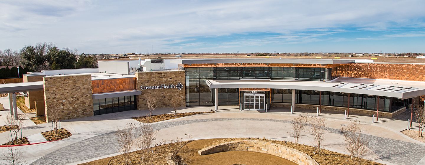 PS&D partner's hospital, an exterior aerial view of a Covenant Health Clinic.