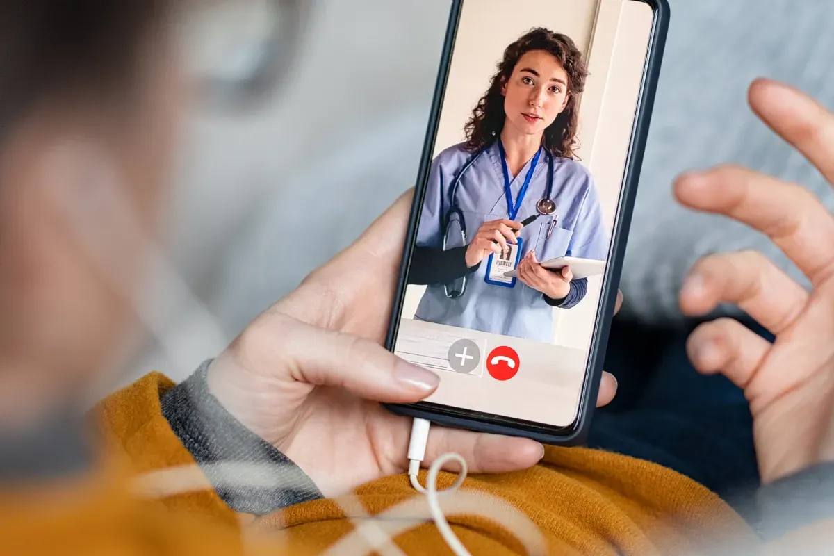 Person talking to doctor on video call