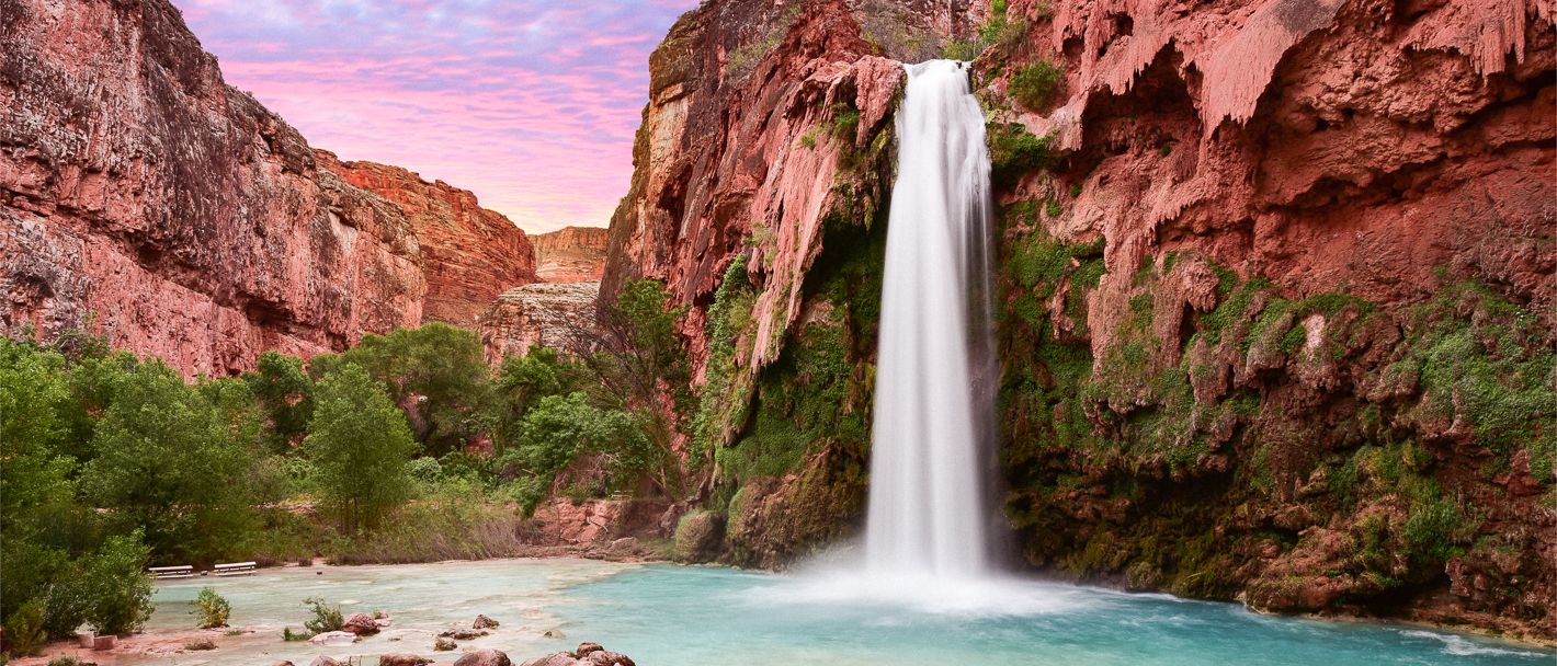 Beautiful Havasu Falls in Havasupai, Arizona, where PS&D recruits physicians.