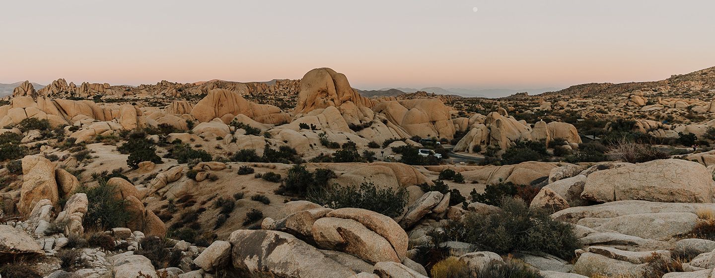 Rock formations in a desert in California.
