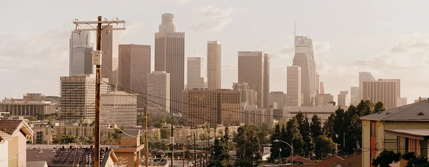 Downtown Los Angeles skyline in California.