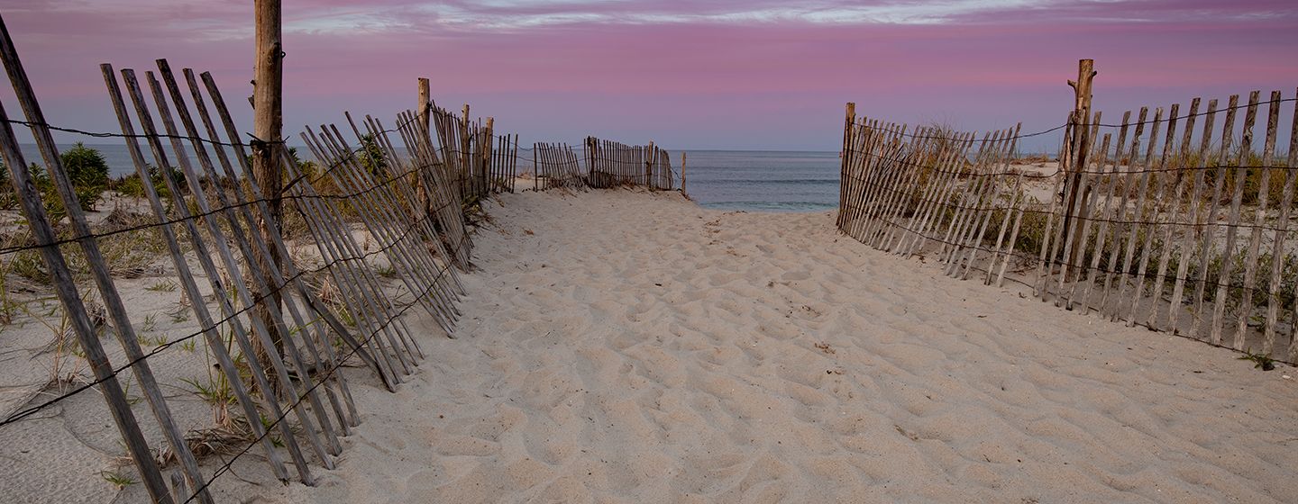 A beach at dusk in the state of Delaware.