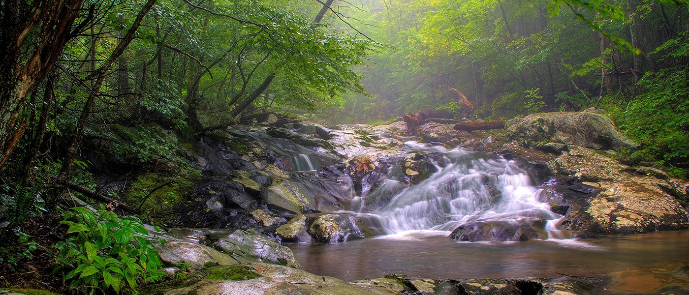 Waterfalls in white oak canyon in Shenandoah national park near Front Royal, Virginia; where PS&D is hiring physicians.