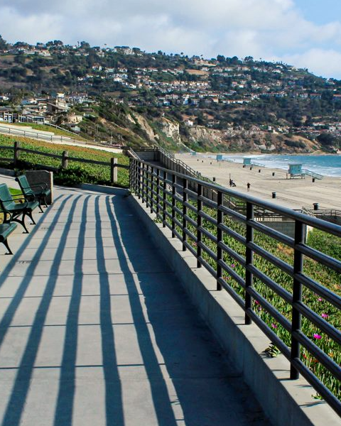 Dana Point Beach with a walkway and ocean view, near  Torrance, California.