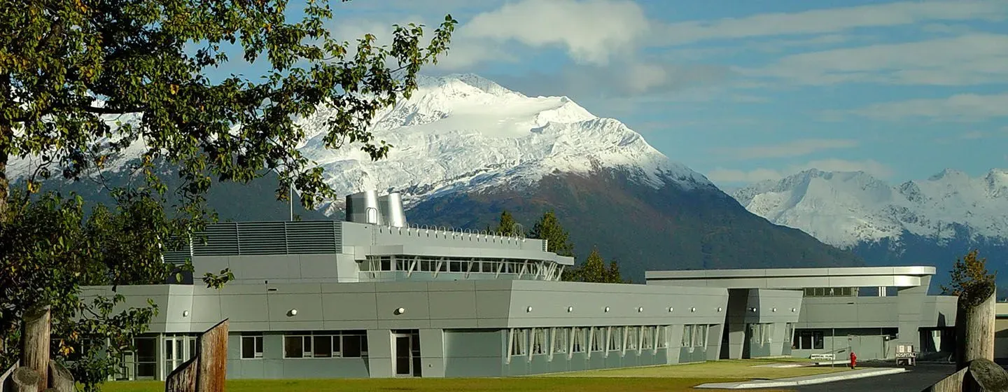 PS&D partner's exterior view on a sunny day of Providence Valdez Medical Center in Valdez, Alaska.